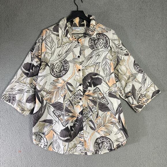 Sweet‎ n Sassy Womens XL Floral Hawaiian Shirt Multicolor Short 3/4 Sleeve - Picture 2 of 9